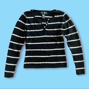 SOLD - Banana Republic 100% Cotton Long-Sleeve Button Striped Top - Size XS